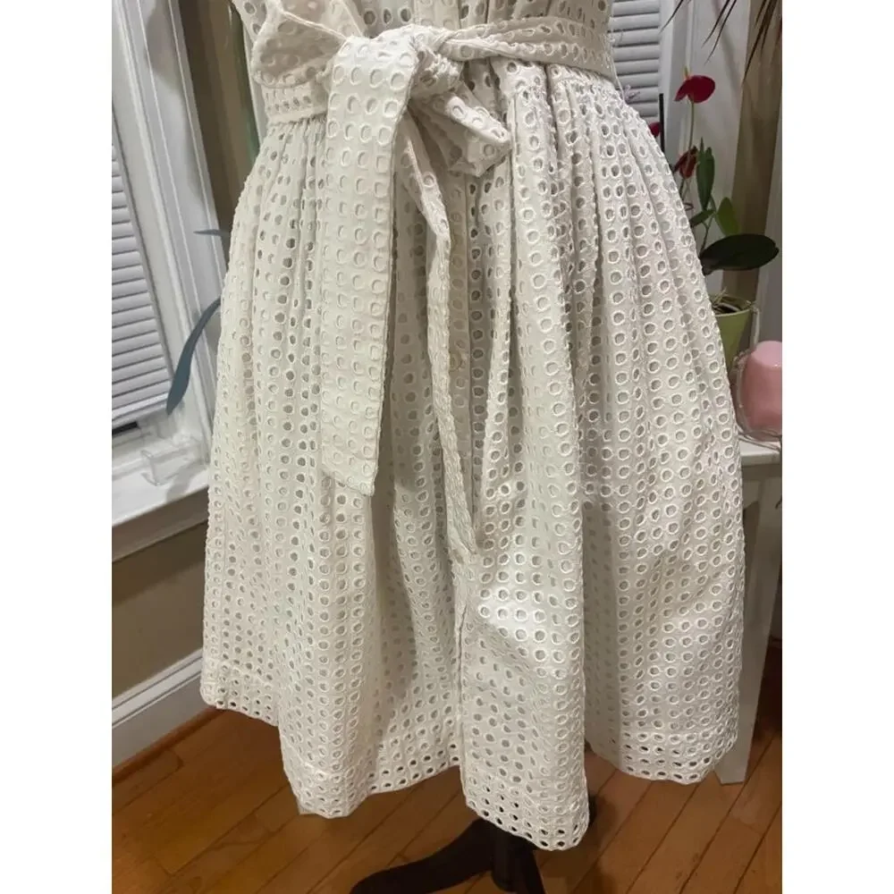Kate Spade White Broome Street Dot Eyelet Short Casual Dress Medium (DR100